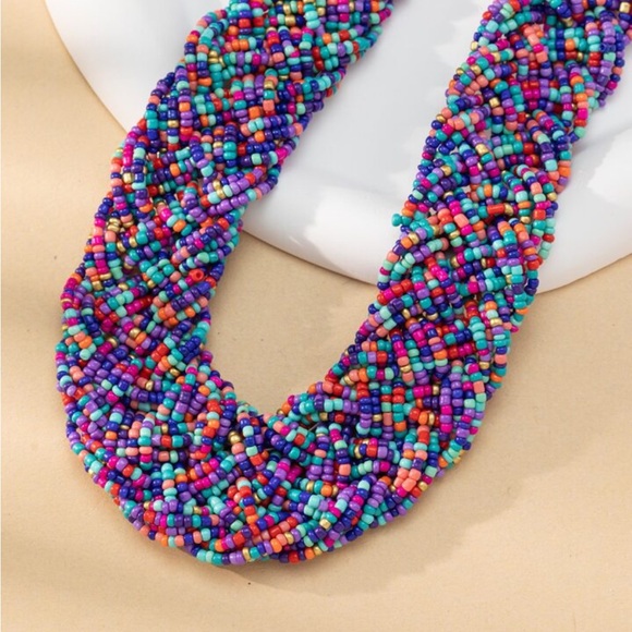 Color Block Beaded Necklace shein. New festival party - Picture 3 of 4